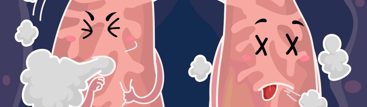 Illustratie van longen met COPD door roken